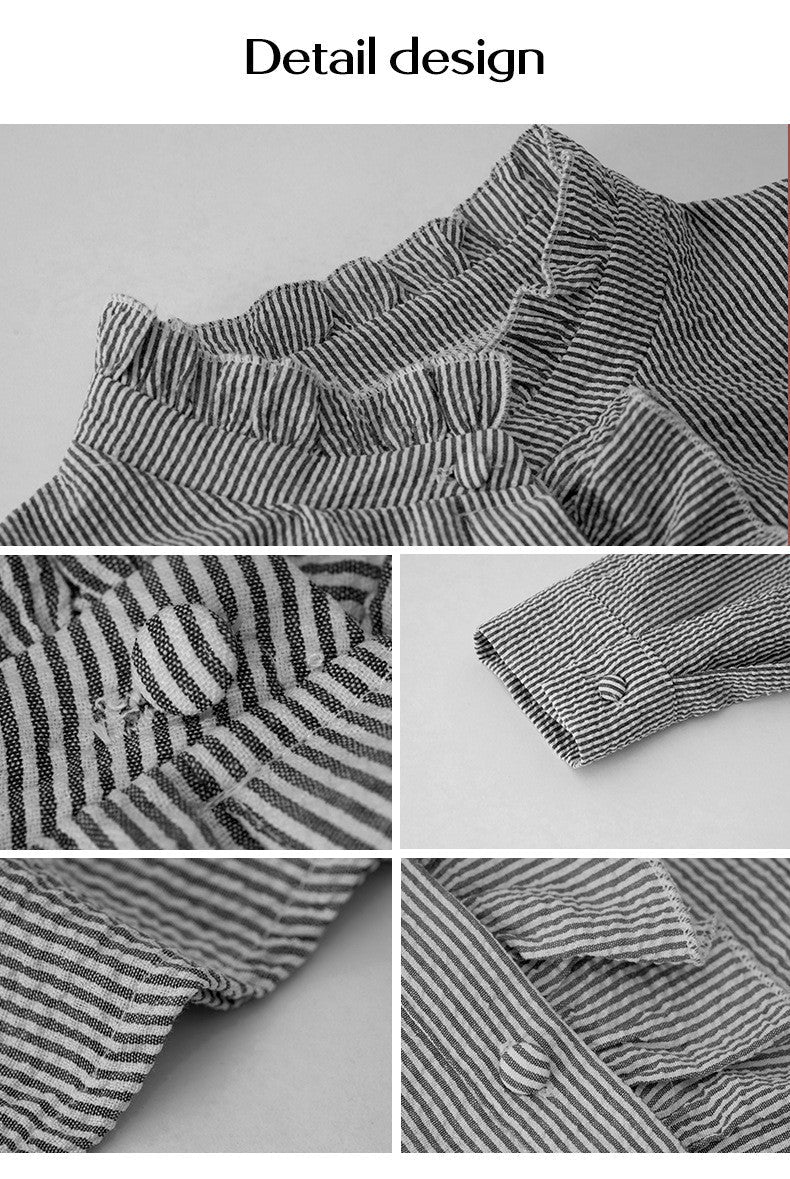 Bianca Striped Ruffle Button-Up Blouse