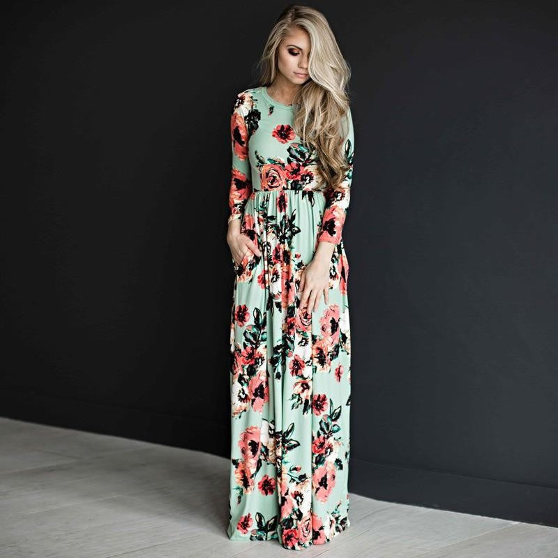 Marina Printed A-Line Party Gown