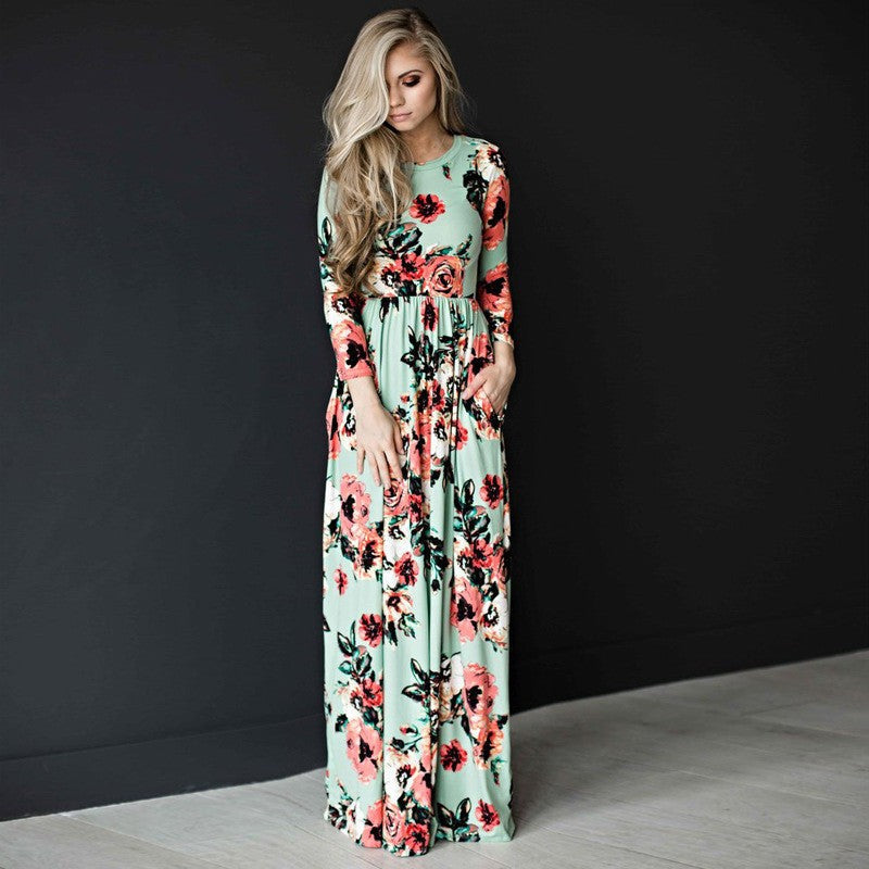 Marina Printed A-Line Party Gown