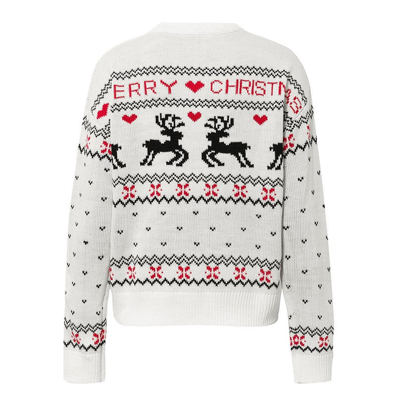 Noel Elk Heart Christmas Knit Sweater