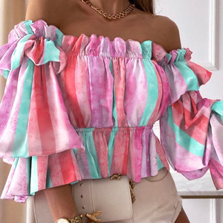 Serena Check Ruffle-Halter Blouse
